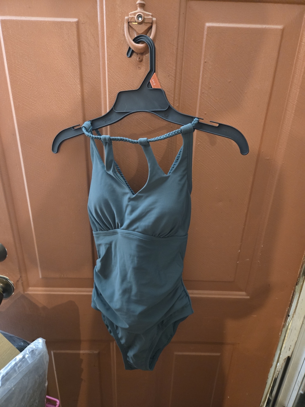 Teal One-Piece Swimsuit with Braided Straps